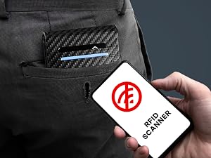 The wallet in a back pocket with a phone held near it running a scanner app