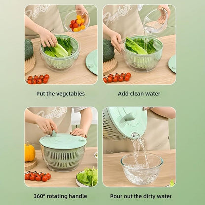 Ceruaxb 5.3 Qt Salad Spinner & Vegetable Cutter 3-in-1 Wash, Dry & Chop System with 5 Blades