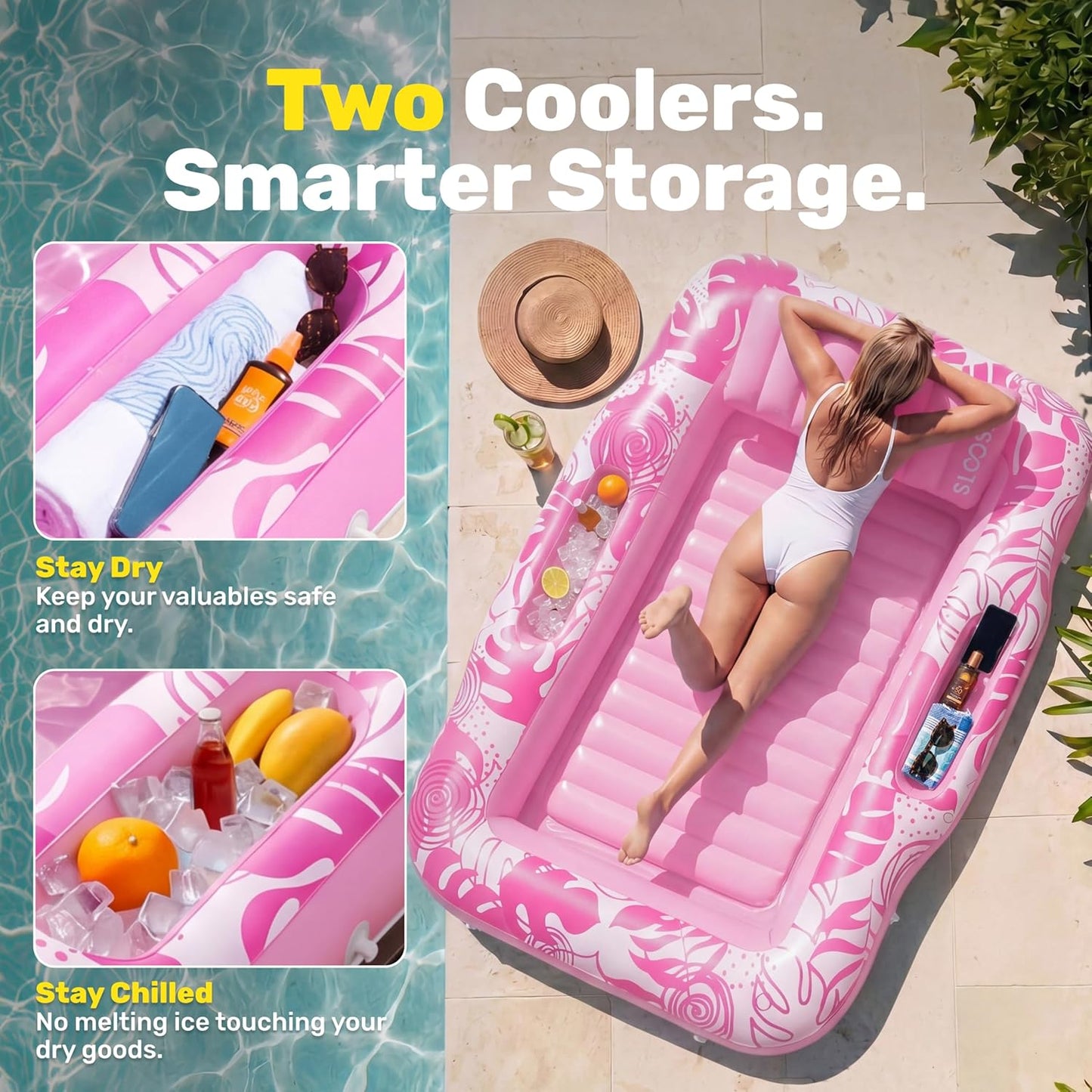 SLOOSH 6-in-1 Tanning Pool – Float, Cooler, Lounger