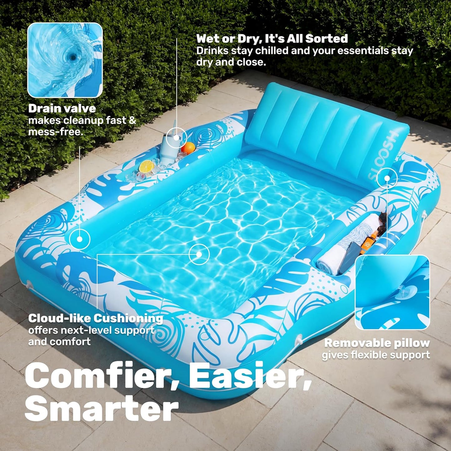 SLOOSH 6-in-1 Tanning Pool – Float, Cooler, Lounger